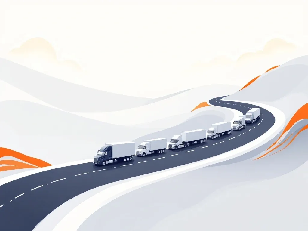 Zero to Five Trucks: Trucks on a winding road.