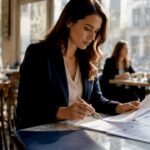 Law firm accountant reviewing trust account papers
