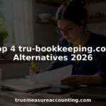 Small business owner reviewing bookkeeping reports