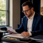 Tax professional reviewing business tax documents