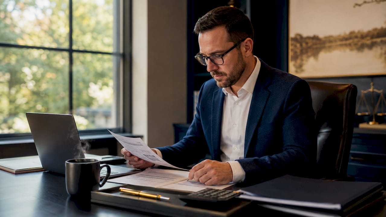 Tax professional reviewing business tax documents