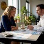 HVAC owner and accountant reviewing financial reports