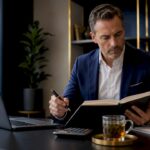 Accountant reviewing real estate financial records