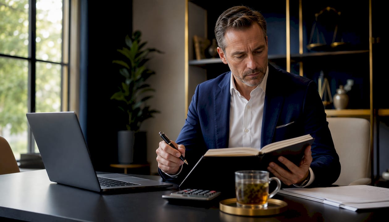 Accountant reviewing real estate financial records