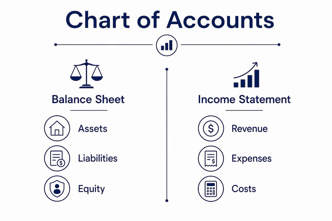 Infographic showing chart of accounts categories