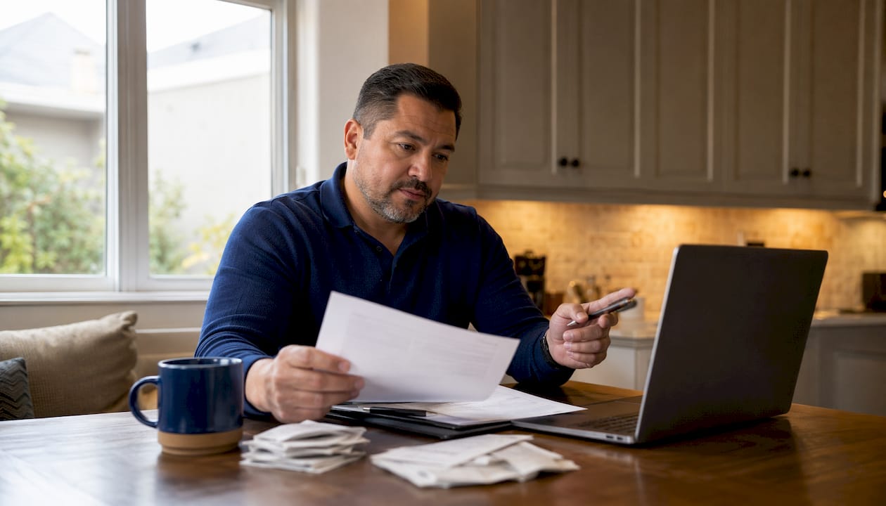 Business owner reviewing financial documents
