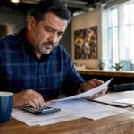 HVAC business owner reviewing cash flow documents