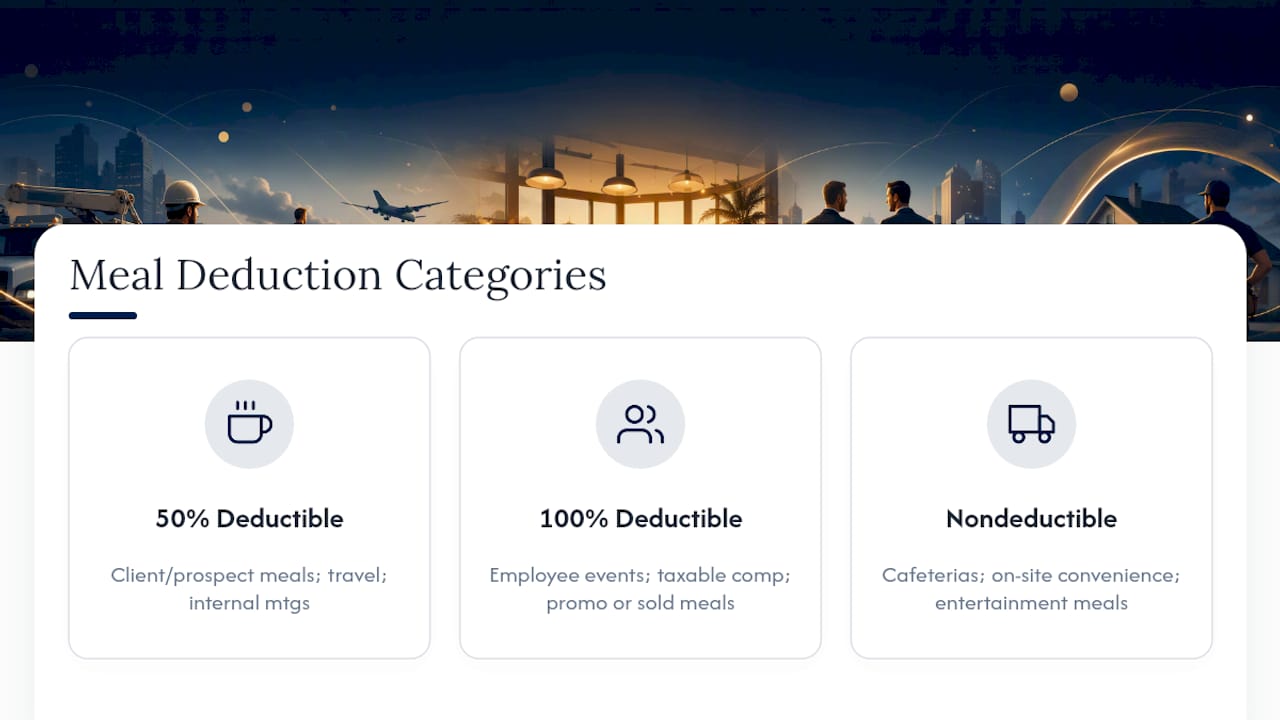 Diagram of 2026 meal deduction categories