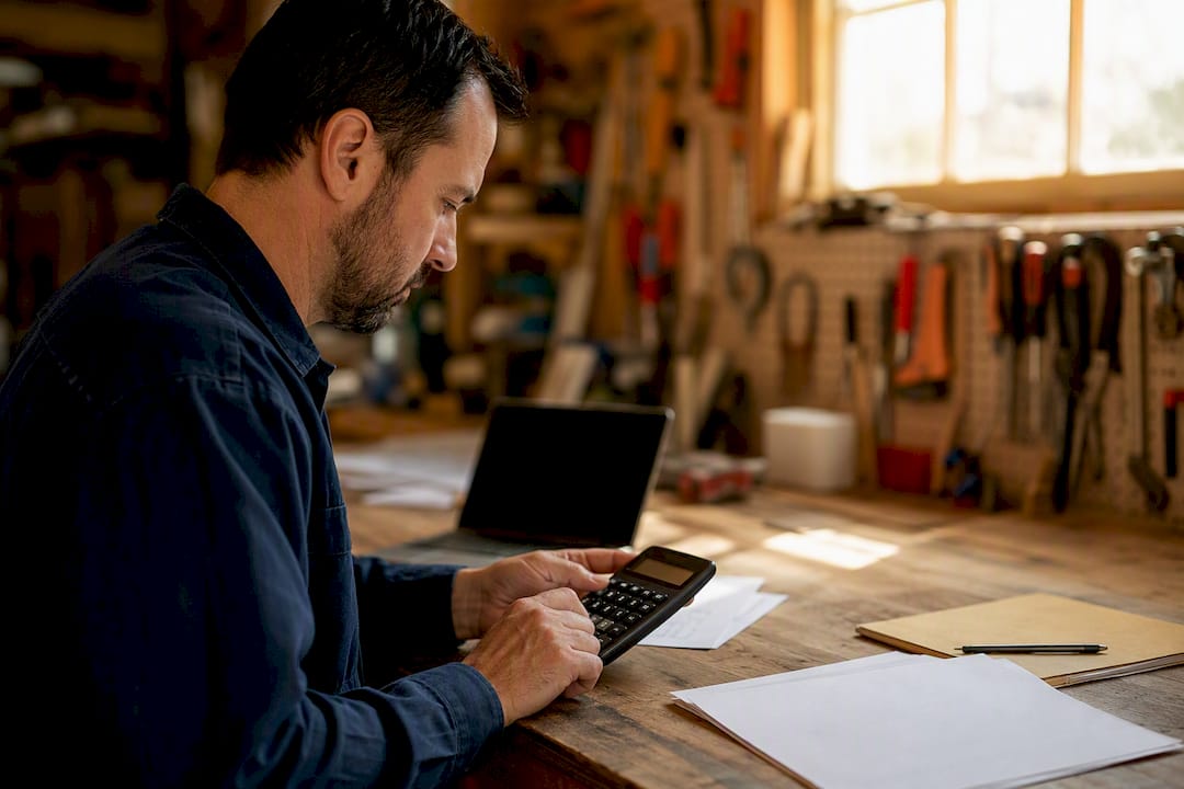 Contractor calculating sales tax on invoice