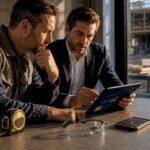 Contractor reviewing job cost figures