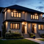 Rental property exterior at dusk