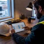 Contractor reviewing weekly cash forecast