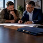 Contractor and advisor reviewing depreciation schedules