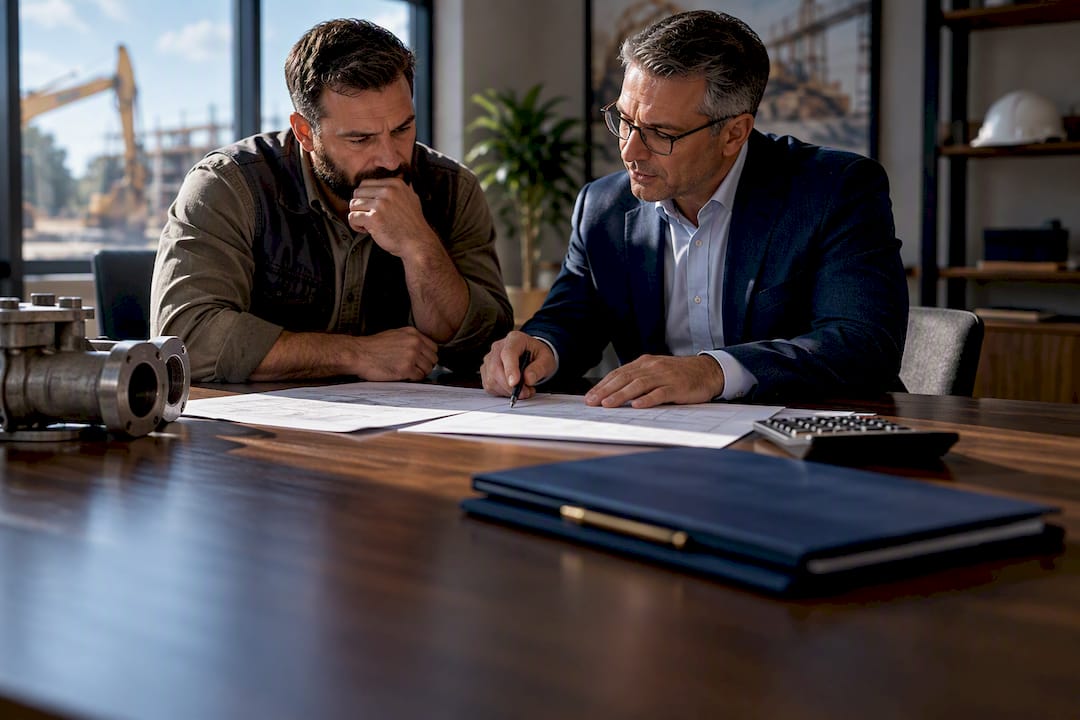 Contractor and advisor reviewing depreciation schedules